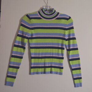 Circus NY Colorful Stripes Pattern Sweater Turtle Neck Long Sleeves Pull-On XS